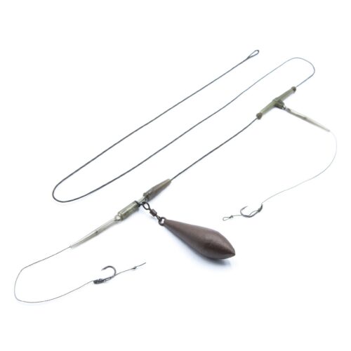 Premium Bullet Carp Rig on Leadcore Climax (Safety Clip, 2 Hooks)